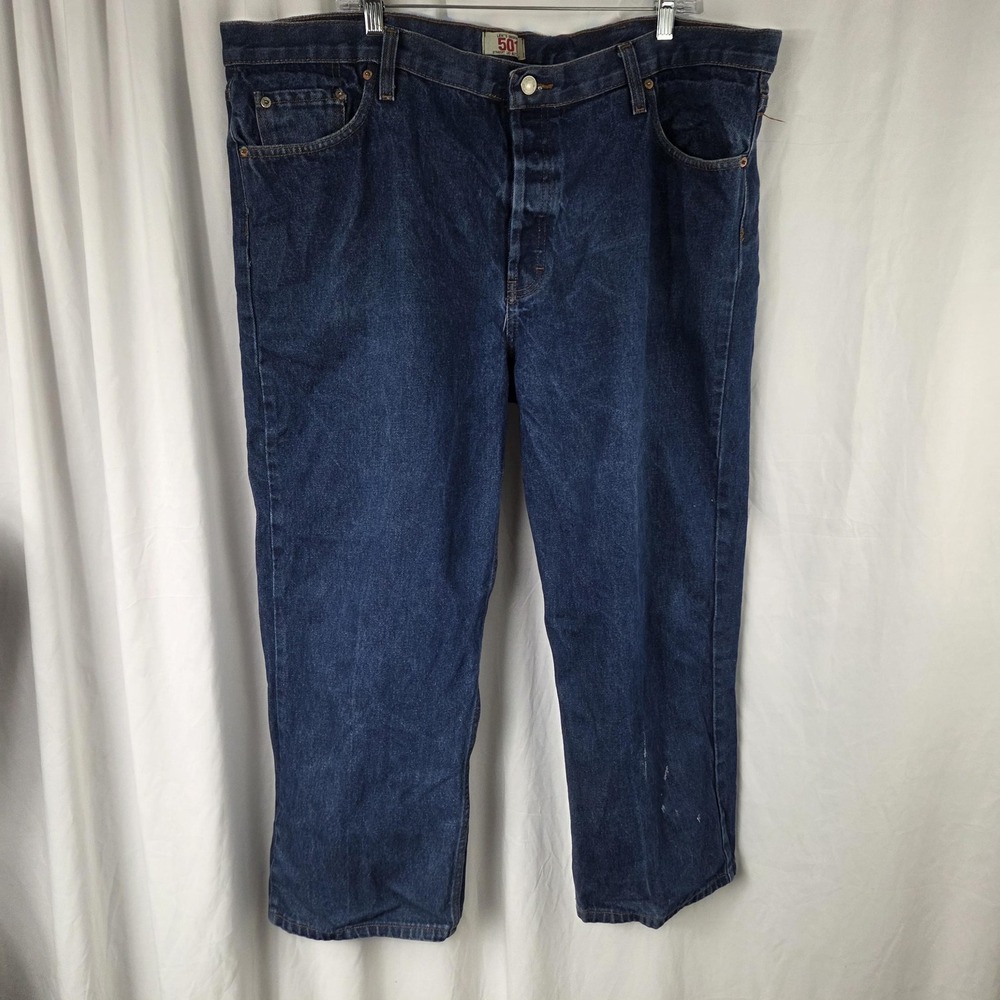 Levis 501 Jeans Mens 42X27 Blue Med Wash Straight Leg Denim Button Fly Red Tab